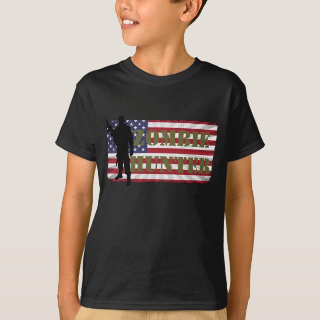 ZOMBIE HUNTER AMERICAN FLAG T-Shirt (Front)