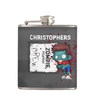 Zombie Hunter Brew Creepy Cool Personalized Hip Flask