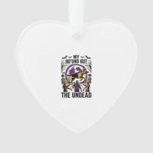 Zombie Hunter Dog Halloween Vintage Engraving Shir Ornament