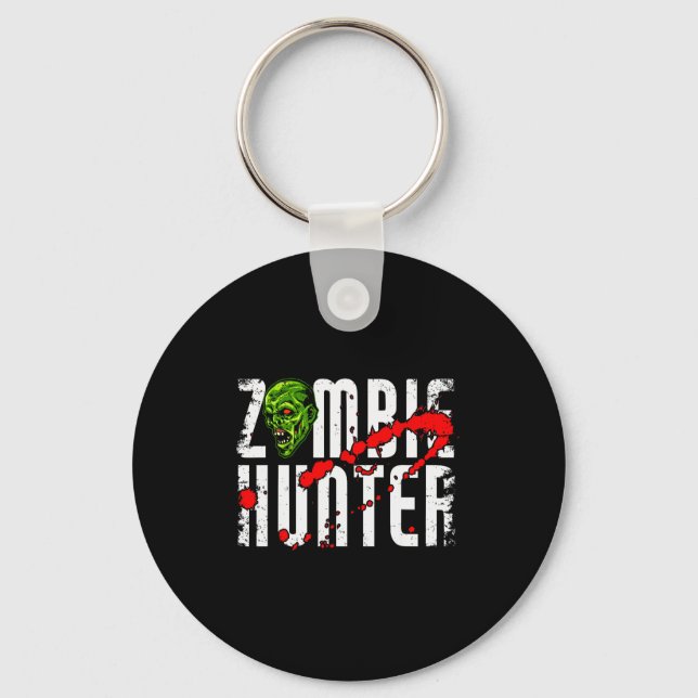 Zombie Hunter _ Halloween Apparel Funny Halloween  Keychain (Front)