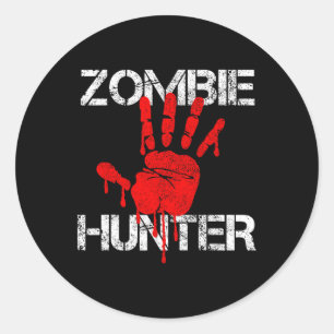Zombie Hunter Halloween Hunting Blood Hand Outfit Classic Round Sticker