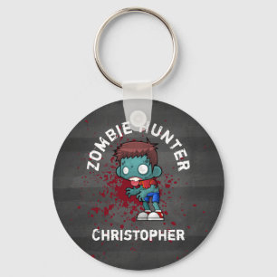 Zombie Hunter with Blood Splatter Creepy Cool Keychain