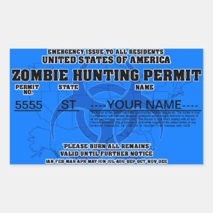 Zombie Hunting Permit (Blue) Sticker