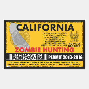 Zombie Hunting Permit California Sticker