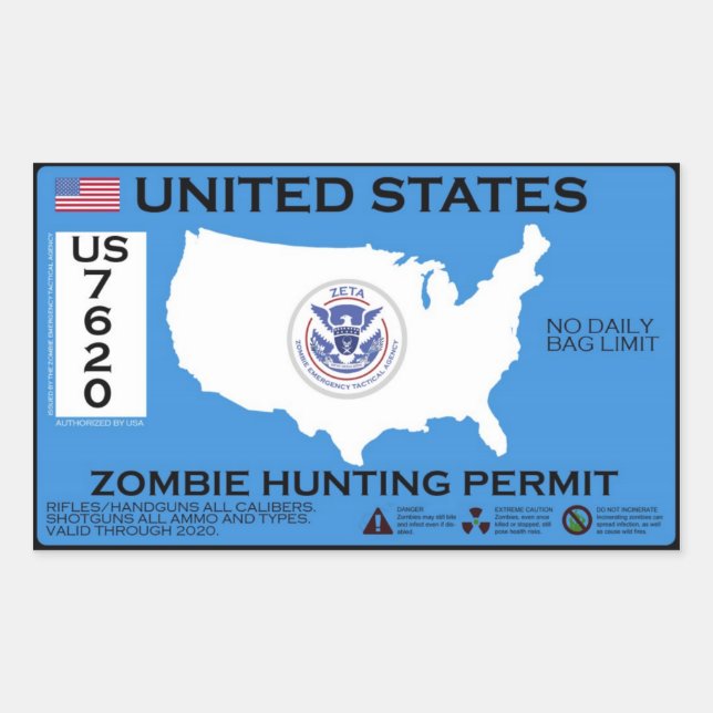 Zombie Hunting Permit - ZETA Sticker (Front)