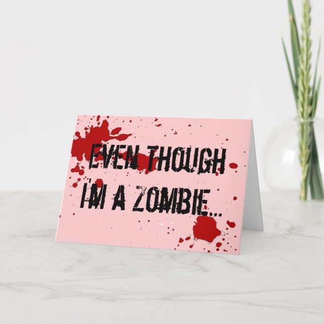 Zombie: I Love You For Your Brains Valentine's Day Holiday Card (Front)