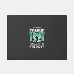 Zombie I Will Eat You Halloween Design_1 Doormat