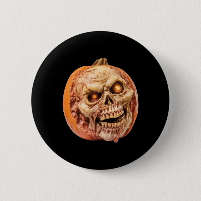 Zombie-Inspired Horror Pumpkin Funny Halloween  2 Inch Round Button (Front)