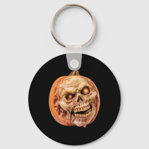 Zombie-Inspired Horror Pumpkin Funny Halloween Keychain
