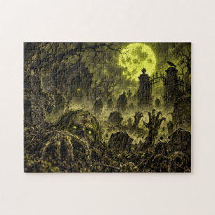 Zombie Invasion Halloween Costume Party Jigsaw Puzzle