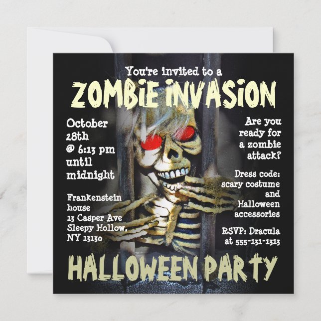 Zombie Invasion Halloween Party Invitation (Front)