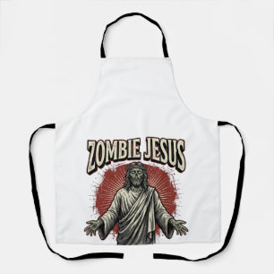Zombie Jesus Vintage Engraving Funny Shirt Design_ Apron