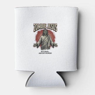 Zombie Jesus Vintage Engraving Funny Shirt Design_ Can Cooler