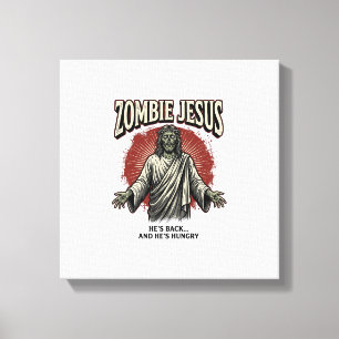 Zombie Jesus Vintage Engraving Funny Shirt Design_ Canvas Print