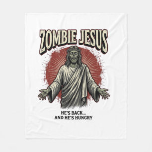 Zombie Jesus Vintage Engraving Funny Shirt Design_ Fleece Blanket