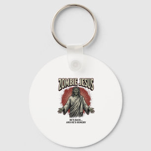 Zombie Jesus Vintage Engraving Funny Shirt Design_ Keychain