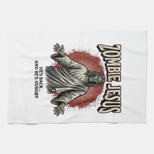 Zombie Jesus Vintage Engraving Funny Shirt Design_ Kitchen Towel