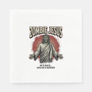 Zombie Jesus Vintage Engraving Funny Shirt Design_ Napkin