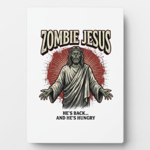 Zombie Jesus Vintage Engraving Funny Shirt Design_ Plaque