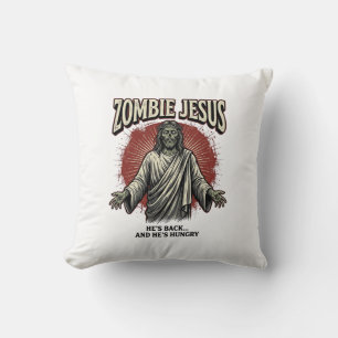 Zombie Jesus Vintage Engraving Funny Shirt Design_ Throw Pillow