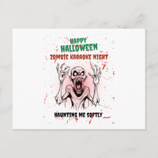 Zombie Karaoke Night – Funny Halloween Party Holiday Postcard