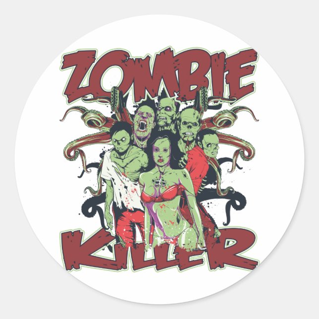 Zombie Killer Classic Round Sticker (Front)