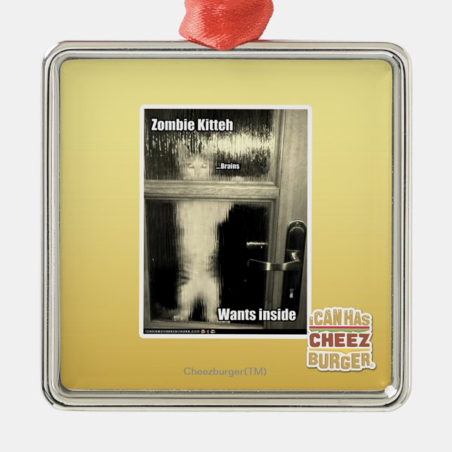 Zombie Kitteh Metal Ornament (Front)