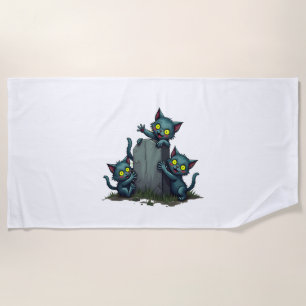 Zombie Kitten Uprising Beach Towel