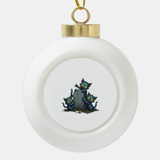 Zombie Kitten Uprising Ceramic Ball Christmas Ornament