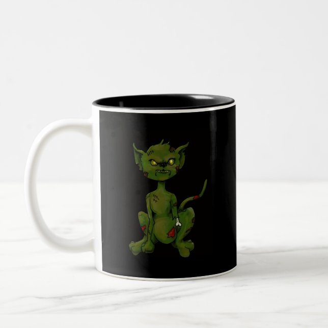 zombie-kitty Two-Tone coffee mug (Left)