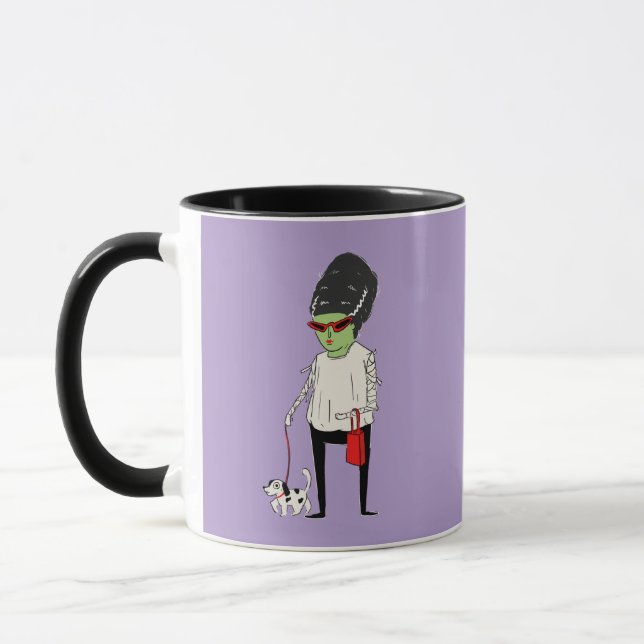 Zombie Lady with Dog “Happy Halloween Boo-ti-ful" Mug (Left)