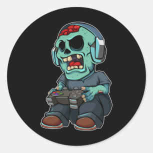 Zombie Lazy Halloween Costume Funny Gaming Video-g Classic Round Sticker