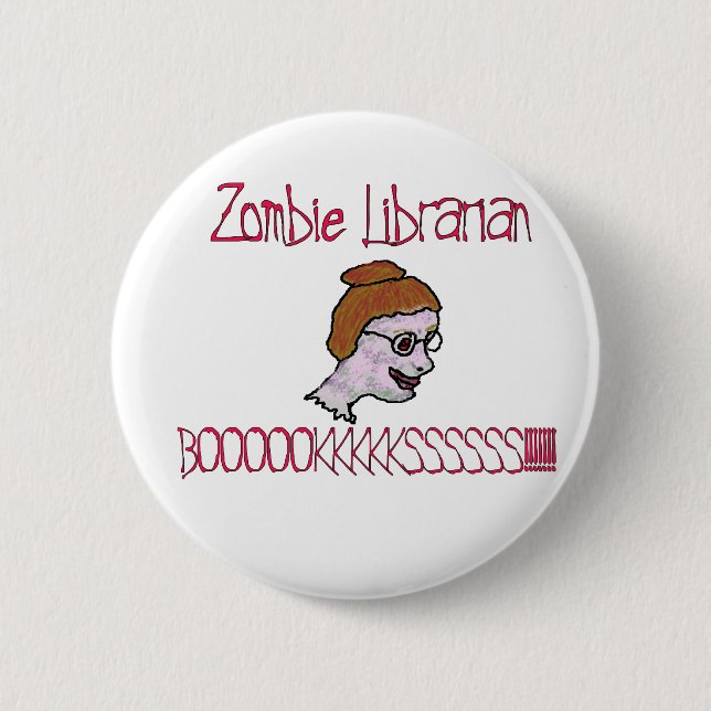 Zombie Librarian 2 Inch Round Button (Front)