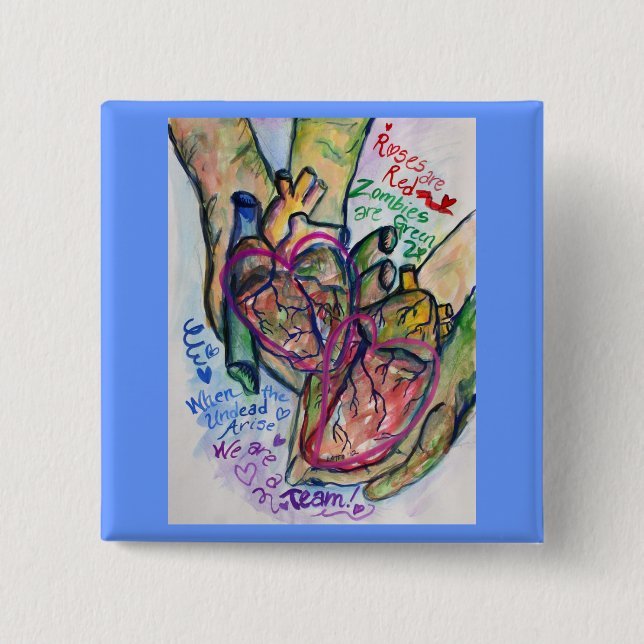 Zombie Love Pendant Custom Pins or Buttons (Front)