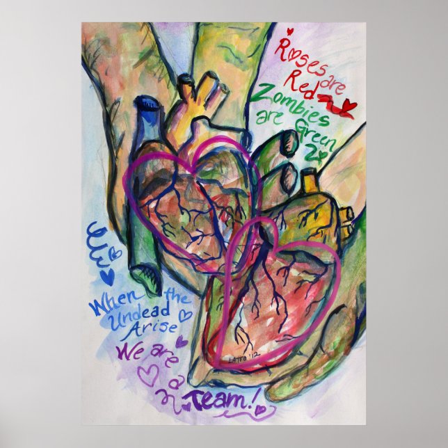 Zombie Love Poem Art  Painting Poster Prints (Front)