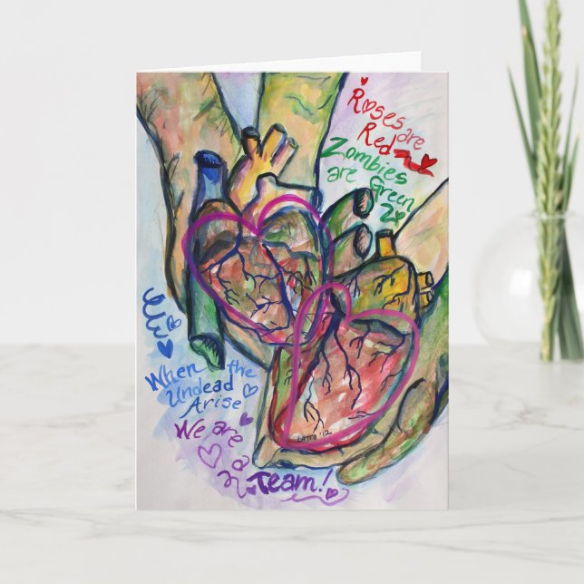 Zombie Love Poem Greeting or Note Art Cards (Front)