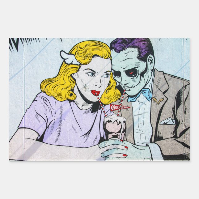 zombie love shake wrapping paper sheet (Front)