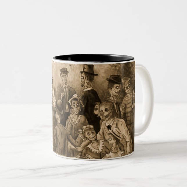 Zombie Luncheon of the Boating Party Wraparound Two-Tone Coffee Mug (Front Right)