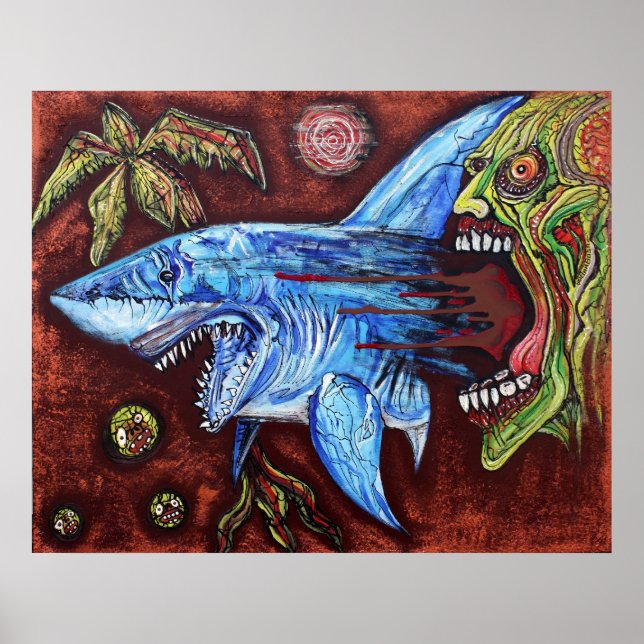 Zombie Mange Poster de requin (Devant)