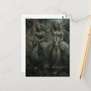 Zombie Mermaids on a Seahorse Unicorns Postcard