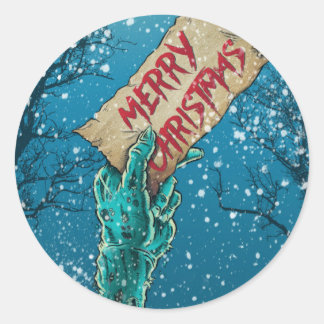 Zombie Merry Christmas Holiday Classic Round Sticker