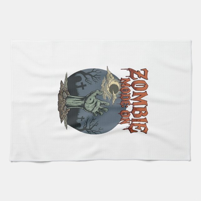 Zombie Mode Halloween Hand Moon Graveyard_1 Kitchen Towel (Horizontal)