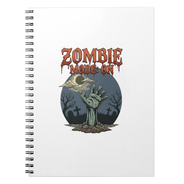 Zombie Mode Halloween Hand Moon Graveyard_1 Notebook (Front)