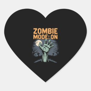 Zombie Mode On Scary Halloween T shirt Heart Sticker