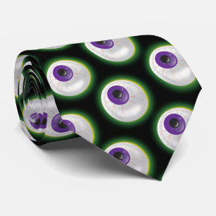 Zombie Monster Purple Eyeball Eye Halloween Fun Tie