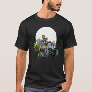 Zombie Monster Truck Creepy Halloween Scary Kids T-Shirt