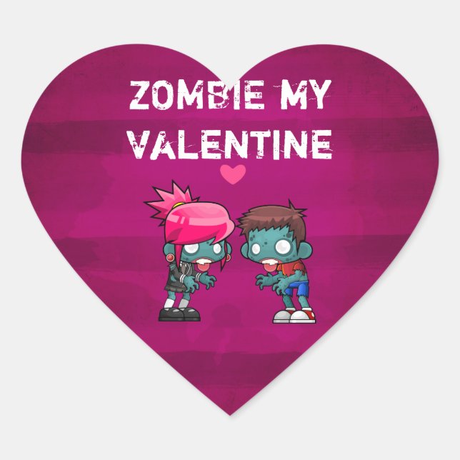 Zombie My Valentine Creepy Cute Heart Sticker (Front)