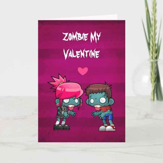 Zombie My Valentine Creepy Cute Holiday Card (Front)