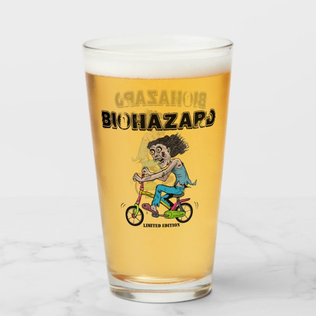 Zombie On A Bicycle Glass (Back Filled)
