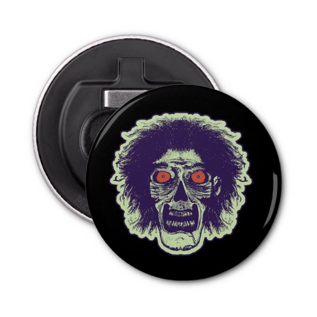Zombie - Orange Eyes Green Bottle Opener (Front)